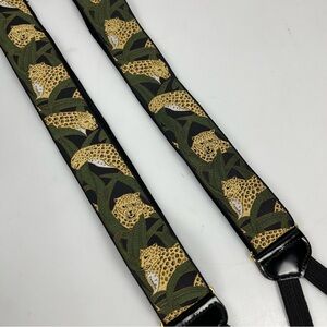 Trafalgar Jaguar Suspenders Limited Edition Silk Black Leather Green Gold Black